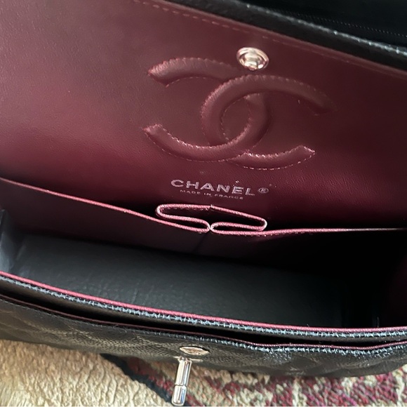 NOT AVAILABLE!! Chanel Small Classic Double Flap Black Caviar Silver Hardware - Picture 10 of 11